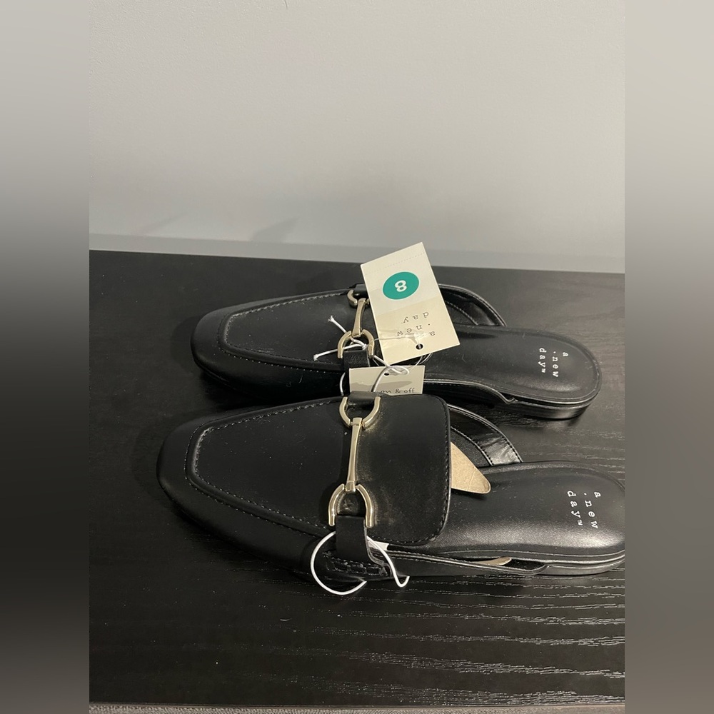a new day Black Mules with Silver Accent
